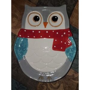 Boston Warehouse Owl Winter Christmas Plate